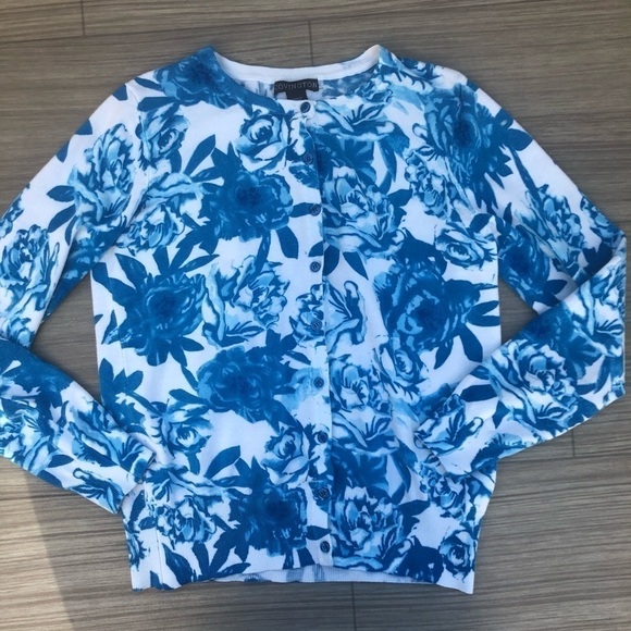 Covington Floral cardigan sweater Size Medium - Picture 6 of 8